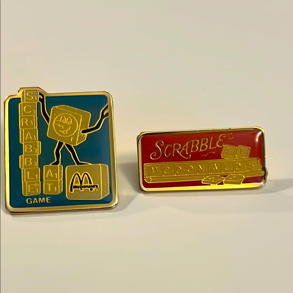 McDonald's Scrabble Crew Pins - Blue and Red